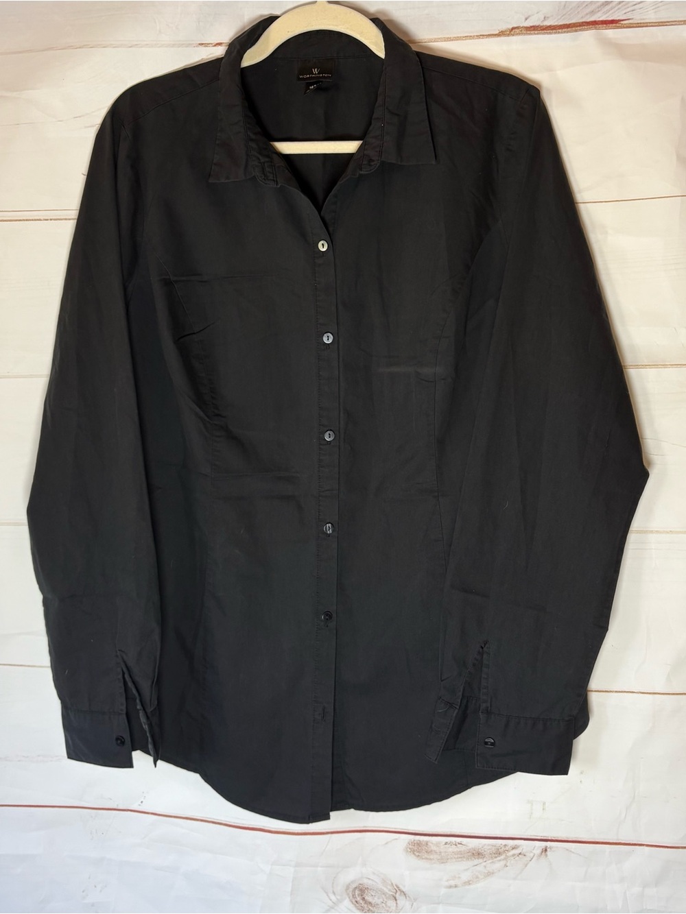 Worthington Black Lightweight Button-Down Shirt Jacket size 16 Tall